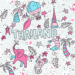 Obraz na płótnie Canvas Thailand Symbols Illustration