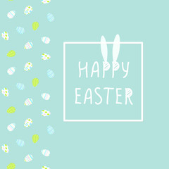 Happy Easter cute poster With hanging eggs. Vector illustration. Wallpaper, flyers, brochure,voucher.