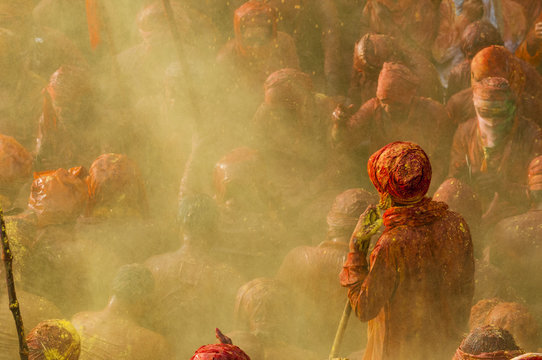 Mathura, Uttar Pradesh, India, Asia.  Holi festival of Colors.