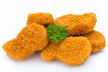 Nugget chiken on the white background.