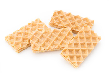 Waffle with crem isolated on white background.