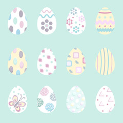 Easter eggs icons flat style. Vector illustration.
