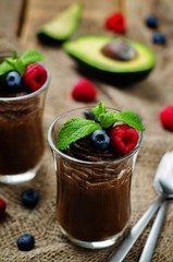 Raw vegan chocolate avocado pudding