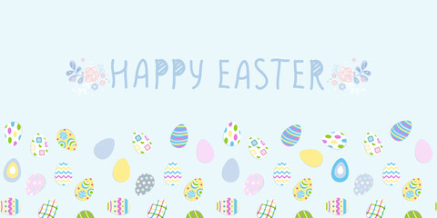 Fototapeta premium Happy easter poster. Seamless pattern, Vector illustration. Wallpaper, flyers, brochure,voucher.