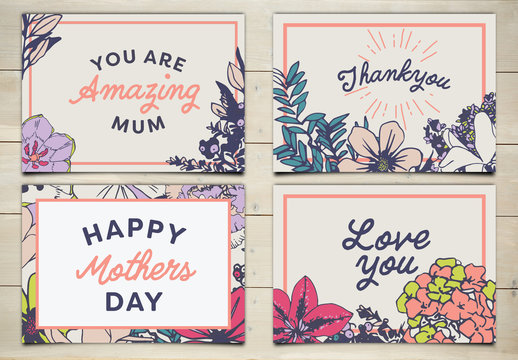 4 Floral Mother's Day Card Layouts
