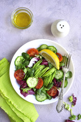 Vitamin diet vegetable salad.Top view.
