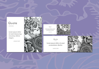 3 Grayscale Floral Social Media Post Layouts