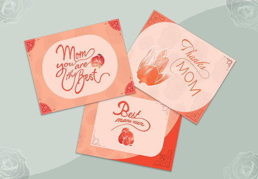 3 Orange Floral Mother's Day Card Layouts 2