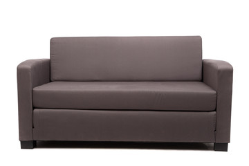 Brown sofa couch, isolated on white