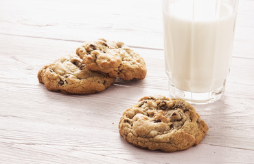 Homemade Chocolate Chip Cookies and Milk