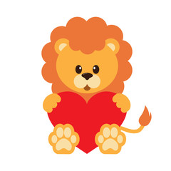 cartoon lion and heart