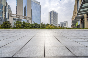 Fototapeta premium Empty floor with modern business office building