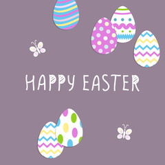 Happy Easter cute poster With eggs. Vector illustration. Wallpaper, flyers, brochure,voucher.