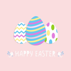 Happy Easter cute poster With eggs. Vector illustration. Wallpaper, flyers, brochure,voucher.