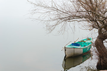Colorful Boat on a Peaceful Lake 