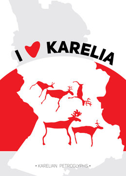 Welcome to Karelia banner. Vector Illustration for posters, prints of t-shirt and for design your projects.