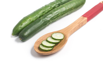 Sliced Cucumber into a spoon