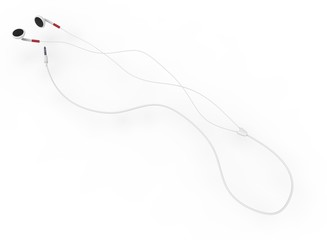 3d illustration of earphones. white background isolated. icon for game web.
