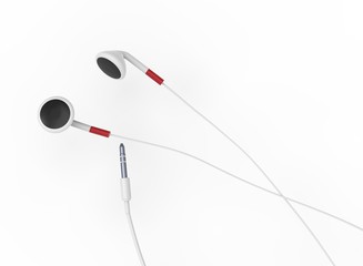 3d illustration of earphones. white background isolated. icon for game web.