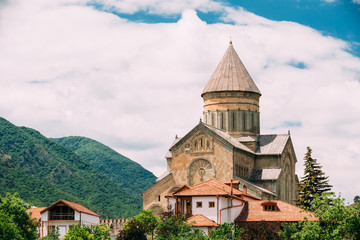 Fototapeta na wymiar Mtskheta Georgia. Svetitskhoveli Cathedral Living Pillar. Summer
