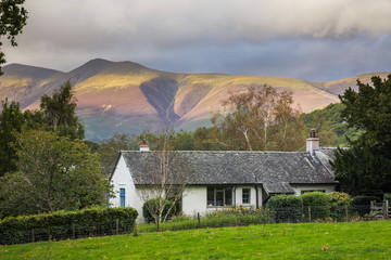 House at the foot of the mountains, Lake District, Keswick, England
