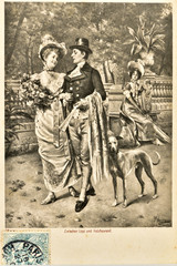 Fototapeta na wymiar Carte postale ancienne / Aristocrates de la Belle époque