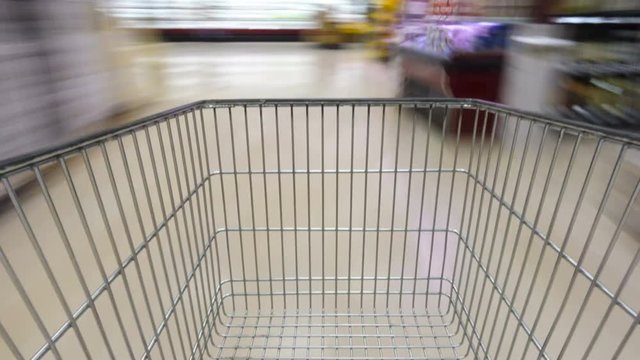 Timelapse of a Shopping Cart In a Supermarket