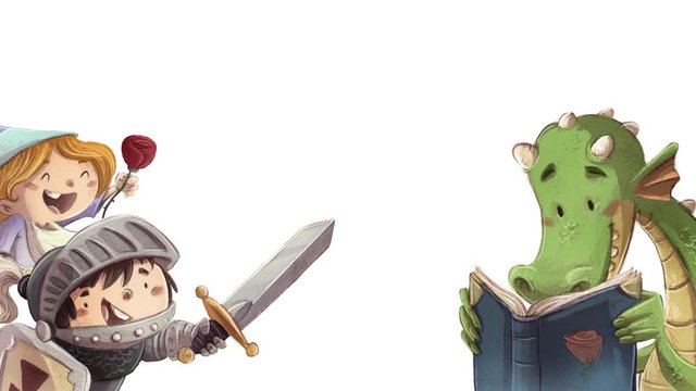 Sant Jordi, caballero princesa y dragon. Dia del libro catalunya