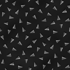 Scattered Geometric Shaded Shapes. Abstract Seamless Monochrome Pattern.