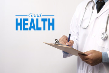 Doctor holding blank paper, concept Good health.