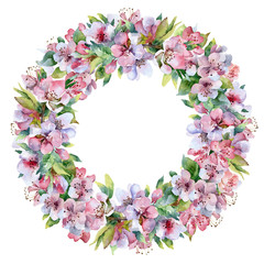 Obraz premium Floral watercolor wreath