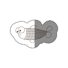 figure surprised balloon fish cartoon icon, vector illustration design