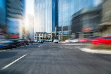 Fototapeta na wymiar blurred motion traffic in the downtown district