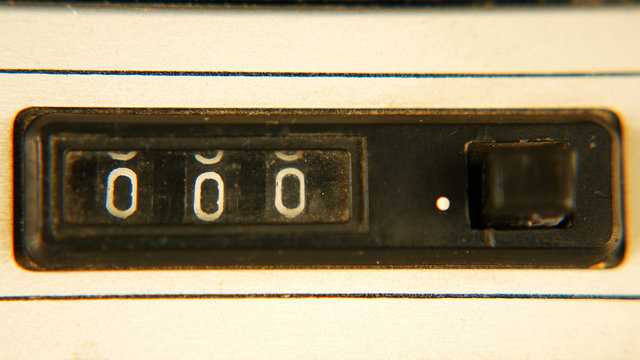 Old vintage retro mechanical numerical reel counter