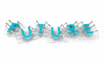 Future Word Spider Insect Letters New Technology 3d Illustration