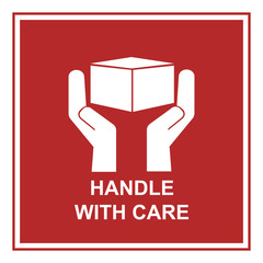 fragile sign for package box - handle with care vector