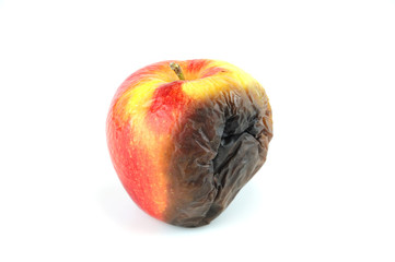 rotten apple isolated on white background