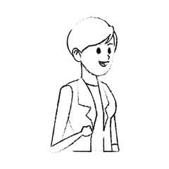happy pretty woman wearing blazer icon image vector illustration design 