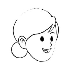 happy pretty woman with hair in bun icon image vector illustration design 