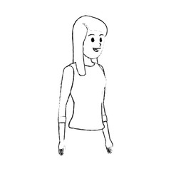 Fototapeta na wymiar happy pretty woman with long sleeve shirt icon image vector illustration design 