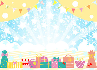 手描き　ギフトボックス　花火