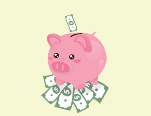 piggy bank on dollars