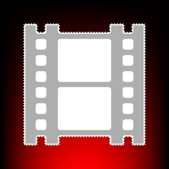 Reel of film sign. Postage stamp or old photo style on red-black gradient background.