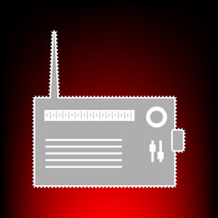 Fototapeta na wymiar Radio sign illustration. Postage stamp or old photo style on red-black gradient background.