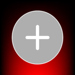 Fototapeta premium Positive symbol plus sign. Postage stamp or old photo style on red-black gradient background.