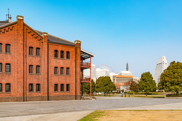 Fototapeta premium Yokohama City Landscape at the Red Brick Park in Yokohama, Japan. 