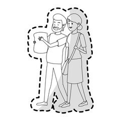Fototapeta premium man and woman friends icon image vector illustration design 