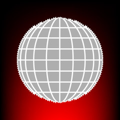 Fototapeta na wymiar Earth Globe sign. Postage stamp or old photo style on red-black gradient background.