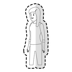 happy pretty woman with long sleeve shirt icon image vector illustration design 