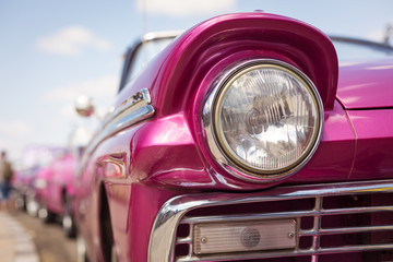 Concept of Cuba attractions. Headlight of old car in Havana, Cuba